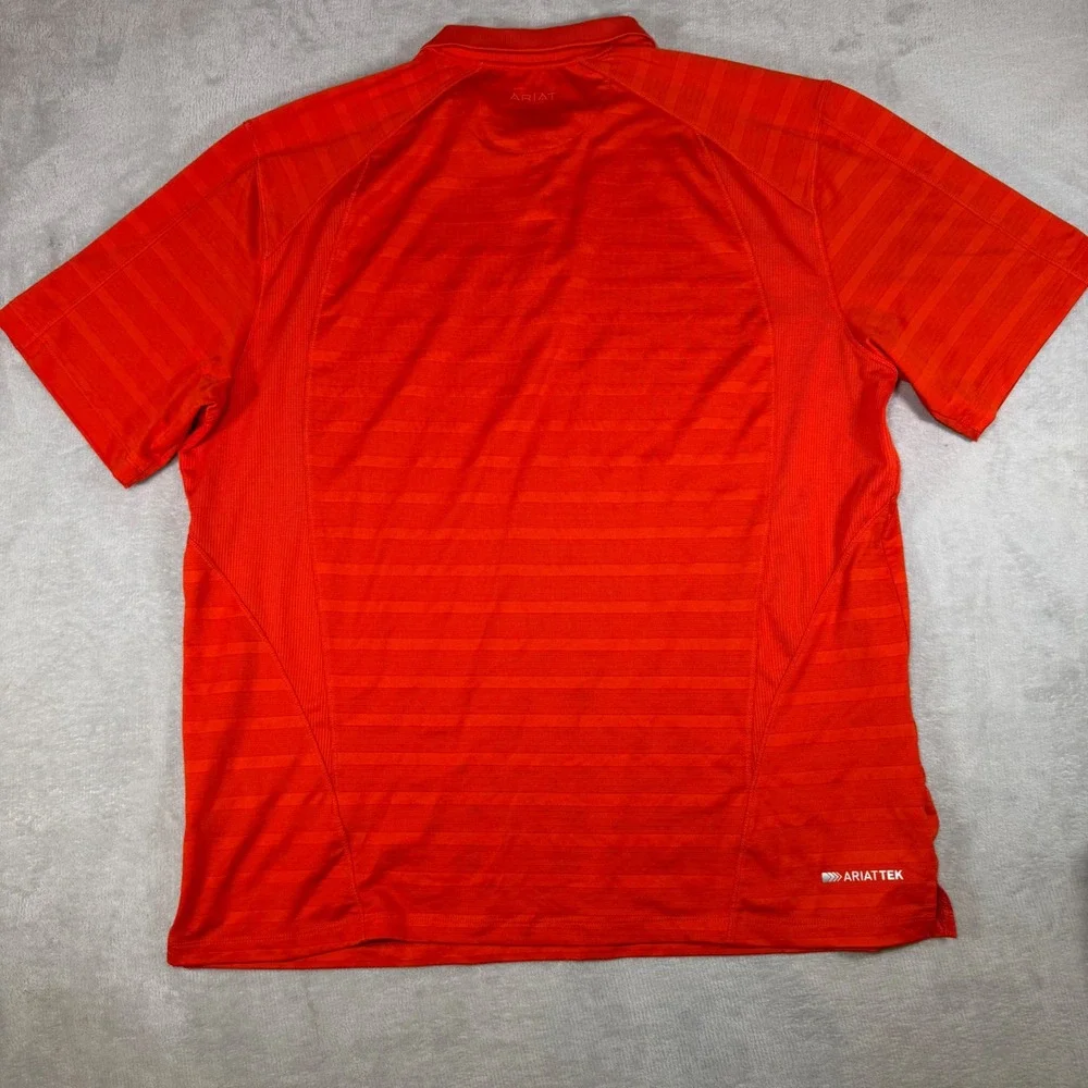 Ariat Mens XL Orange AriatTEK Heat‎ Series Striped Performance Shirt Short Slv
